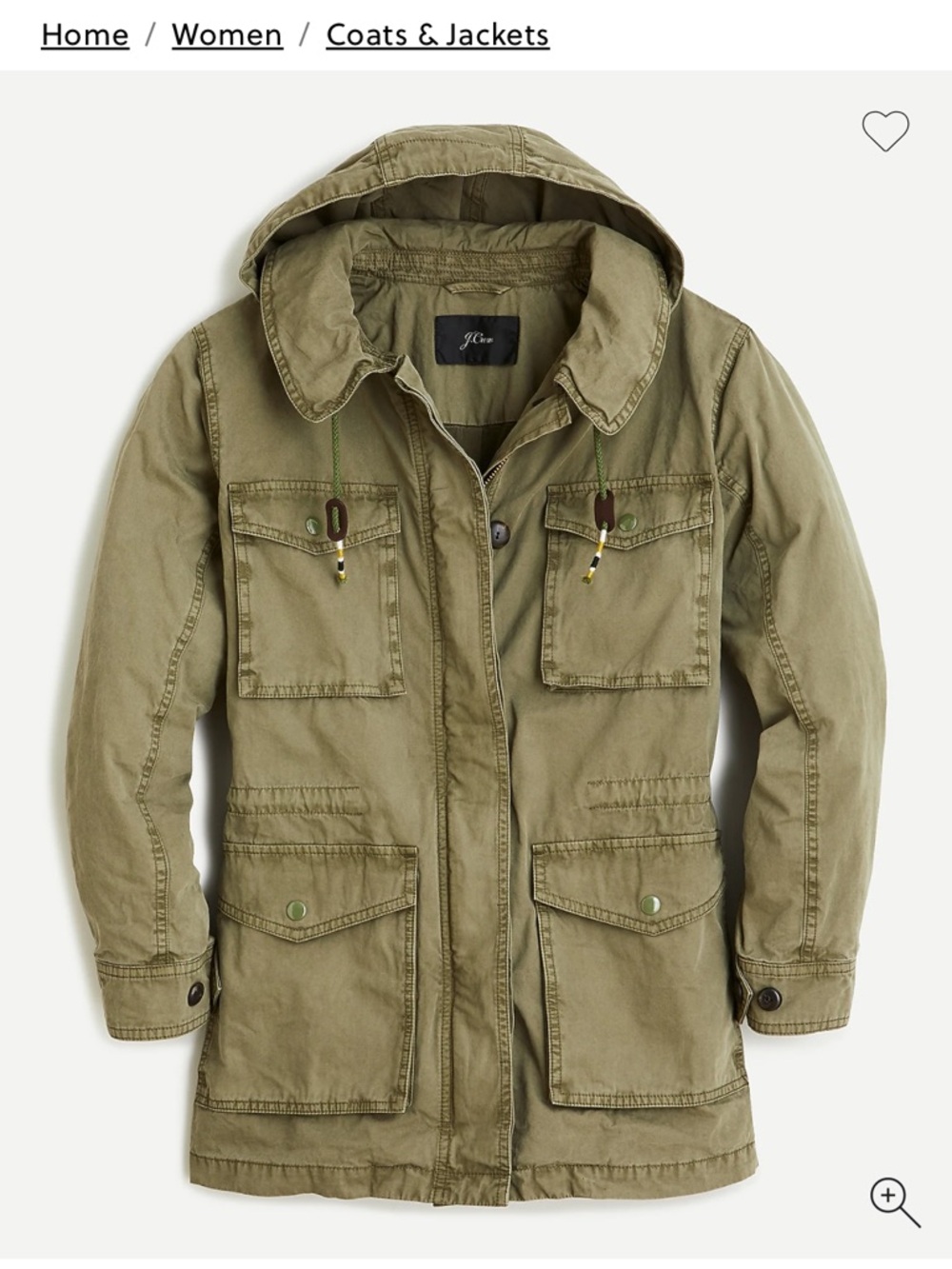 J. Crew Olive Green Hooded Field Jacket